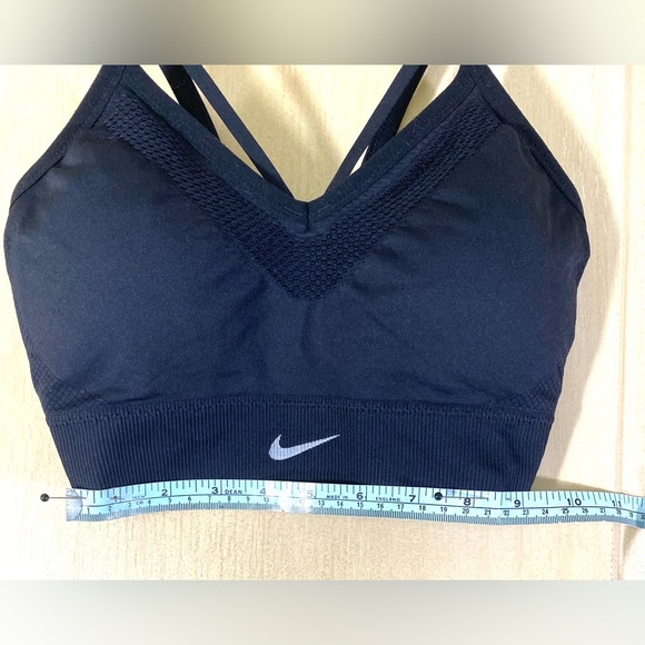 Nike Women’s Black Light Support Padded Sports Bra Sz S Minimalist Stretchy - Picture 3 of 7